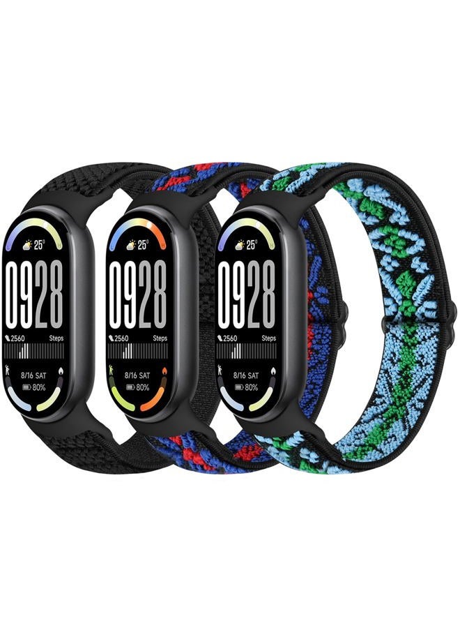 Bcuckood Elastic Bands Compatible with Xiaomi Mi Band 8, Elastic Solo Loop Soft Nylon Elastic Strap Replacement Bracelet for Xiaomi Mi Band 8 Women Menï¼œ3 PCS - Image 1