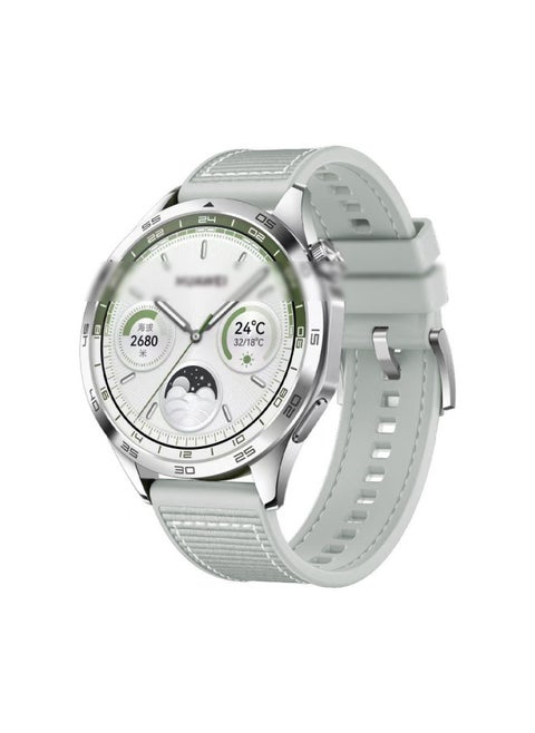 Suitable For Huawei GT4/GT5 Watch Strap Silicone Nylon Wristband Woven Composite Solid Color Ribbon Watch Band-Colour:White (same Model As Gt4)-Specification:22mm (white Box)