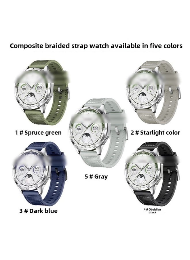 Generic Suitable For Huawei GT4/GT5 Watch Strap Silicone Nylon Wristband Woven Composite Solid Color Ribbon Watch Band-Colour:White (same Model As Gt4)-Specification:22mm (white Box)  - Image 3