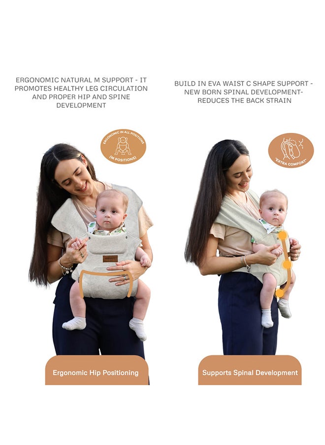 ZAVII 2-in-1 Baby Carrier for Newborns To Toddler, Head Support, Extra Soft And Ergonomic, Detachable Privacy Hood And Saliva Cotton Bib, Lightweight Easily Adjustable Hip Infant Carrier, 7-26lbs, 3-12kg