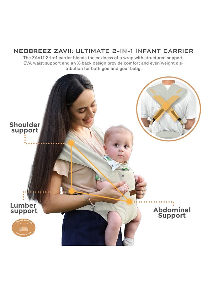 ZAVII 2-in-1 Baby Carrier for Newborns To Toddler, Head Support, Extra Soft And Ergonomic, Detachable Privacy Hood And Saliva Cotton Bib, Lightweight Easily Adjustable Hip Infant Carrier, 7-26lbs, 3-12kg