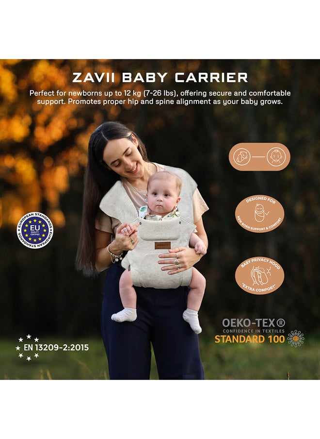neobreez ZAVII 2-in-1 Baby Carrier for Newborns To Toddler, Head Support, Extra Soft And Ergonomic, Detachable Privacy Hood And Saliva Cotton Bib, Lightweight Easily Adjustable Hip Infant Carrier, 7-26lbs, 3-12kg  - Image 5