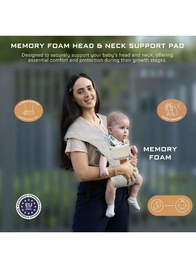 neobreez ZAVII 2-in-1 Convertible Baby Carrier for Newborns to Toddlers, Extra Soft&Ergonomic Baby Wrap with Head Support,  Detachable Privacy Hood&Saliva Bib, Lightweight, Adjustable Hip Carrier, 7–26 lbs, 3–12 kg