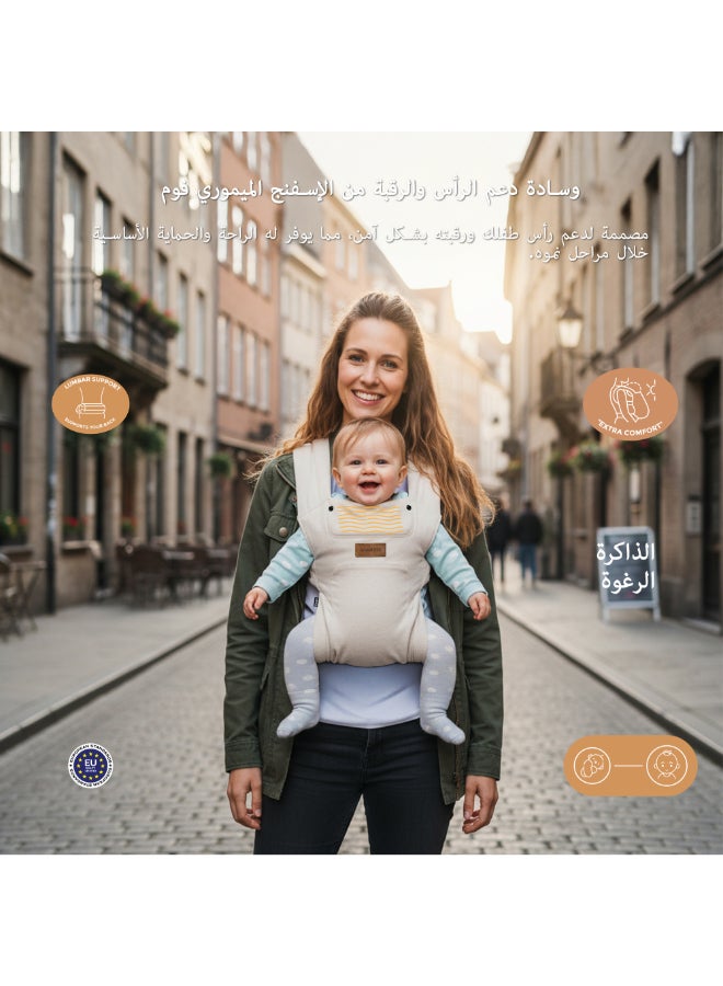 neobreez ZAVII 2-in-1 Convertible Baby Carrier for Newborns to Toddlers, Extra Soft&Ergonomic Baby Wrap with Head Support,  Detachable Privacy Hood&Saliva Bib, Lightweight, Adjustable Hip Carrier, 7–26 lbs, 3–12 kg - Image 3