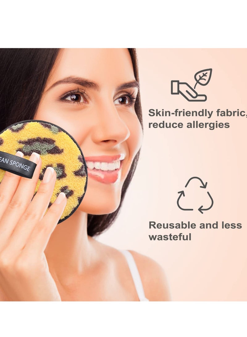 SYOSI Reusable Makeup Remover Pads - Leopard DesignCleansing Facial Heavy Makeup  Masks Makeup Pads, Suitable for All Skin Types Face Cleansing Pads - Image 2