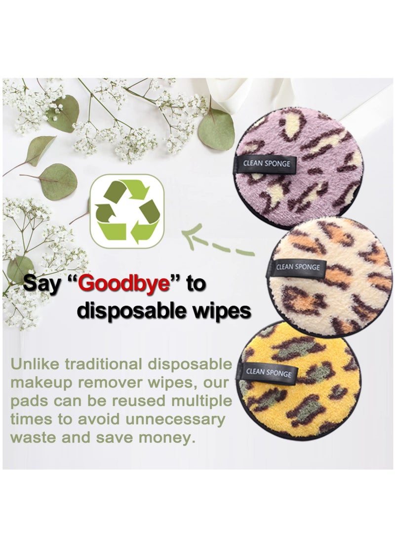 SYOSI Reusable Makeup Remover Pads - Leopard DesignCleansing Facial Heavy Makeup  Masks Makeup Pads, Suitable for All Skin Types Face Cleansing Pads - Image 4