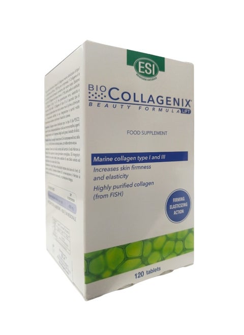 Bio Collagenix Food Supplement - Marine Collagen Type 1 and 3 for Skin Firmness and Elasticity - 120 Tablets