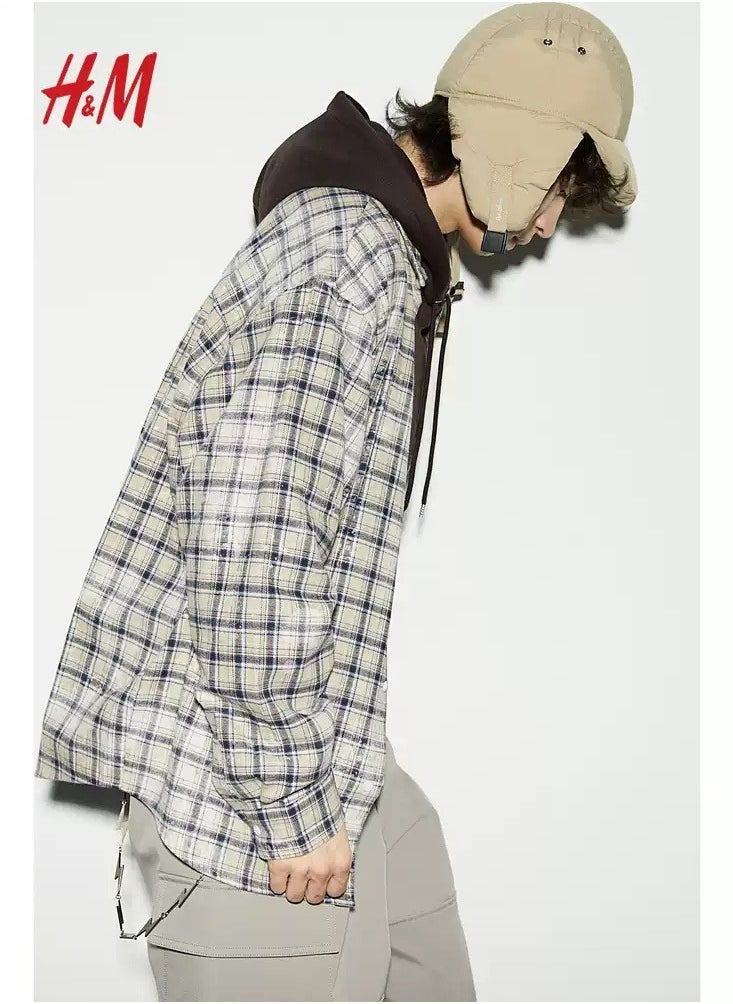 H and M - HM Men's Autumn Loose Fit Twill Coat Style Shirt - Image 1
