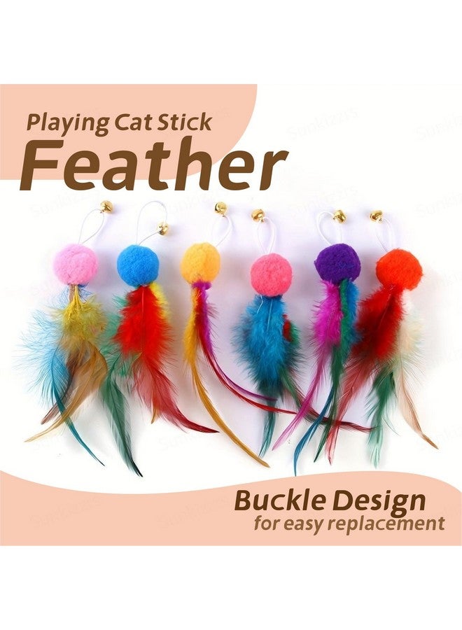Sunkizzrs® Cat Toys - Interactive Toy Set with Retractable Teaser Wands and Feather Toys - Activity Toys to Exercise Cats and Kittens (Only 6 Feather Balls Replace Heads) - Image 5