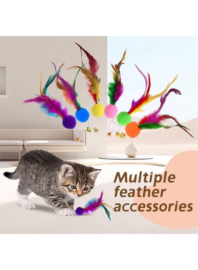 Sunkizzrs® Cat Toys - Interactive Toy Set with Retractable Teaser Wands and Feather Toys - Activity Toys to Exercise Cats and Kittens (Only 6 Feather Balls Replace Heads) - Image 4