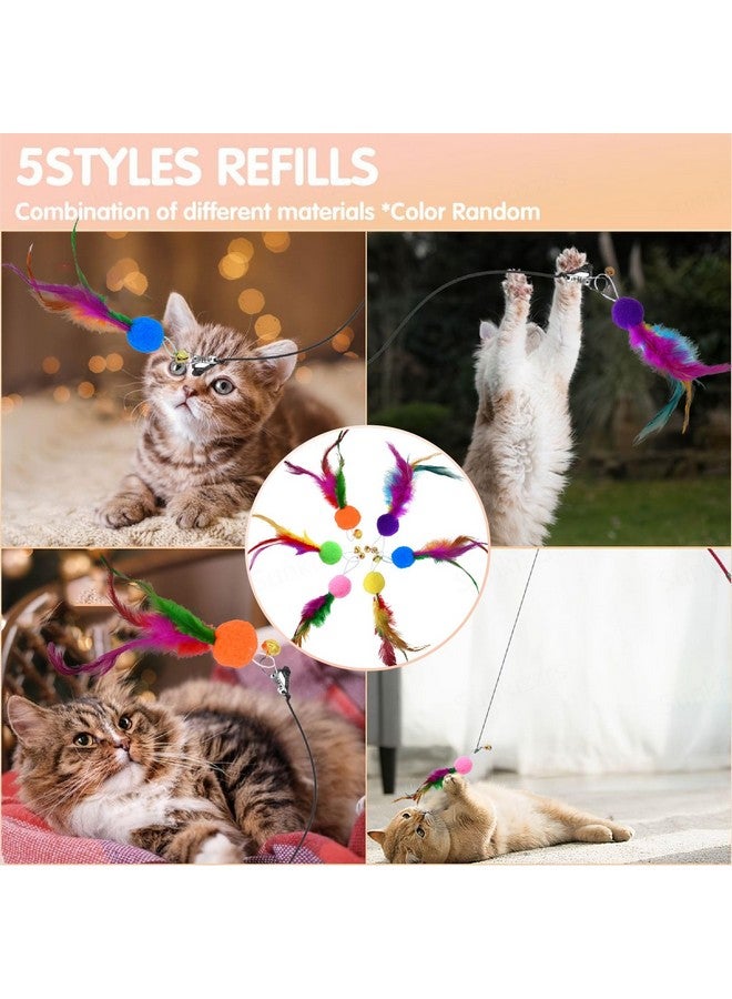 Sunkizzrs® Cat Toys - Interactive Toy Set with Retractable Teaser Wands and Feather Toys - Activity Toys to Exercise Cats and Kittens (Only 6 Feather Balls Replace Heads) - Image 3