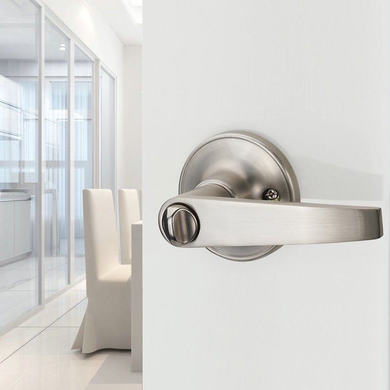 MANREN 1 Pack Of Manren Lever Keyed Entry Door Lever Handle Lock Universal Door Knob Hardware Nickel Brushed Color (Mr802Et) - Image 4