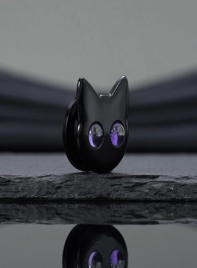 COOEAR Black Cat Ear Gauges, Unique Cartoon Ear Plugs, Stainless Steel Ear Tunnels., 0g(8mm), Stainless Steel, sandstone - Image 3