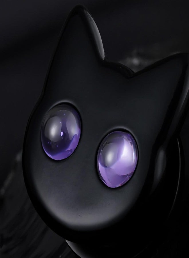 COOEAR Black Cat Ear Gauges, Unique Cartoon Ear Plugs, Stainless Steel Ear Tunnels., 0g(8mm), Stainless Steel, sandstone - Image 4
