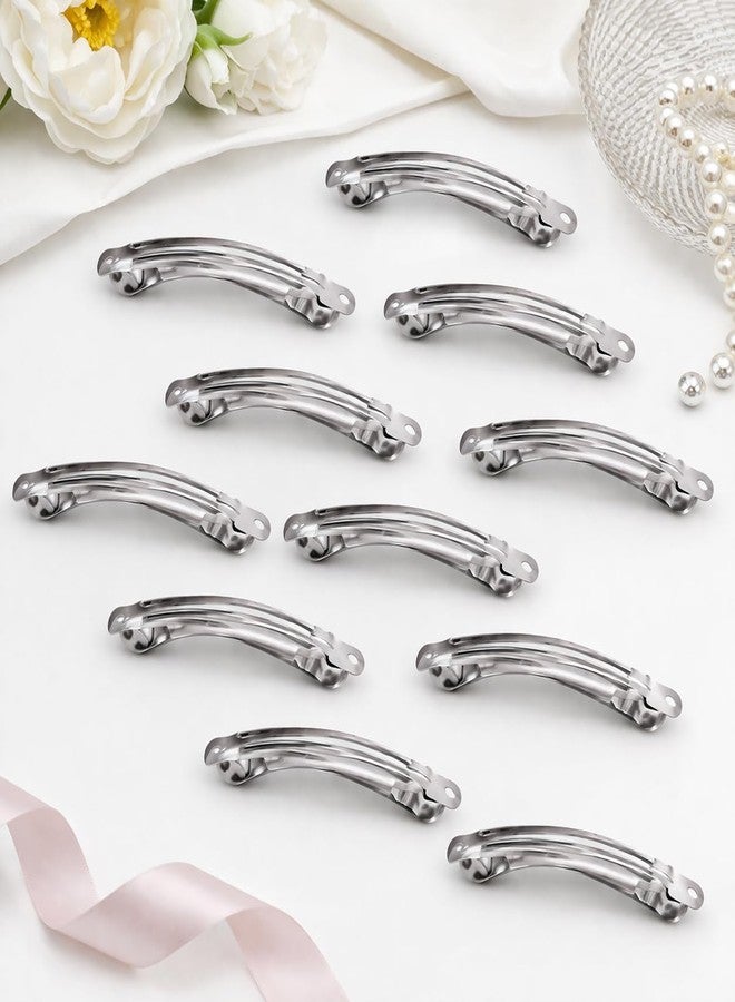 GROWLOYAL Metal Hair Clip Base, Silver and Gold, 8cm, 3 Part Clip Base, Pack of Clips (6) - Image 3