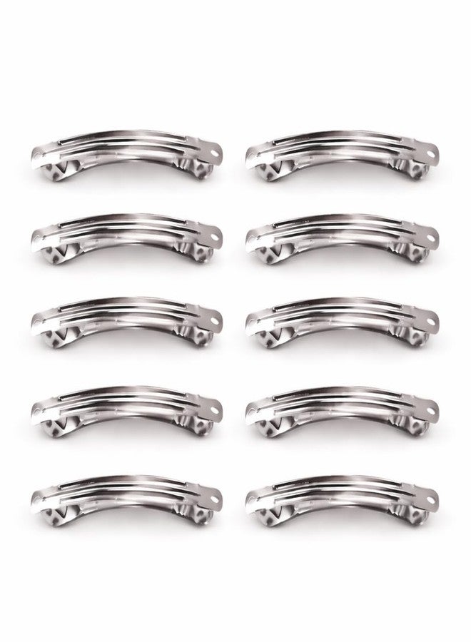 GROWLOYAL Metal Hair Clip Base, Silver and Gold, 8cm, 3 Part Clip Base, Pack of Clips (6) - Image 1