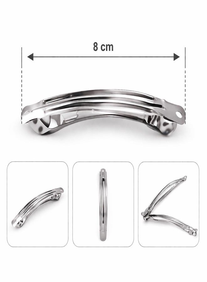 GROWLOYAL Metal Hair Clip Base, Silver and Gold, 8cm, 3 Part Clip Base, Pack of Clips (6) - Image 2