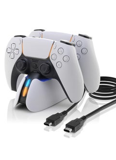 Dobe - PS5 Controller Charging Station, Fast Charging Playstation 5 Dualsense Charging Station with LED Indicator White
