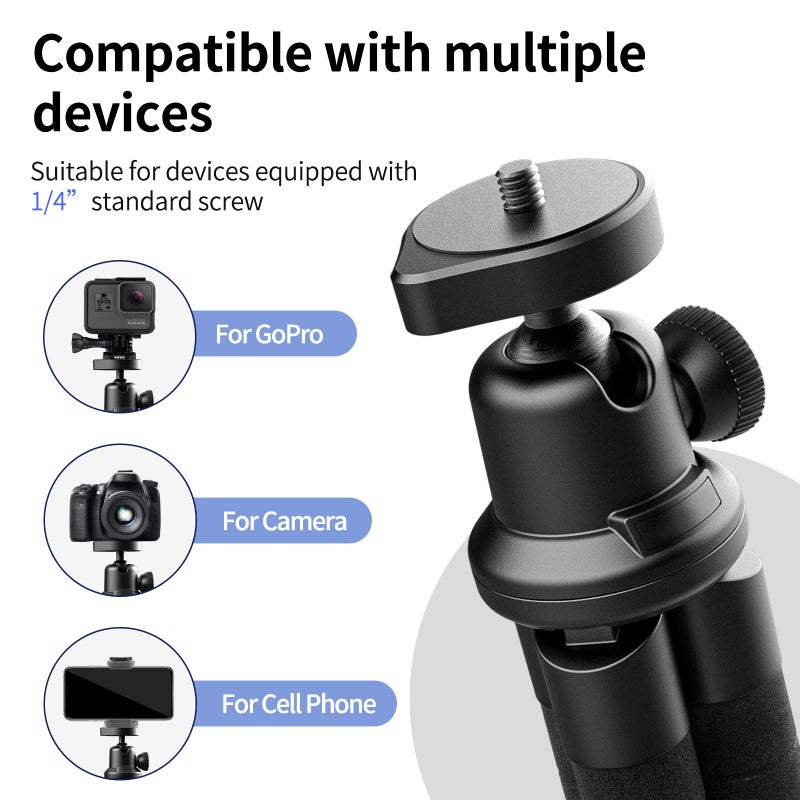 Aureday Phone Tripod, Flexible Tripod for iPhone and Android Cell Phone, Come with Wireless Remote and Clip for Video Recording/Vlogging/Selfie - Image 4