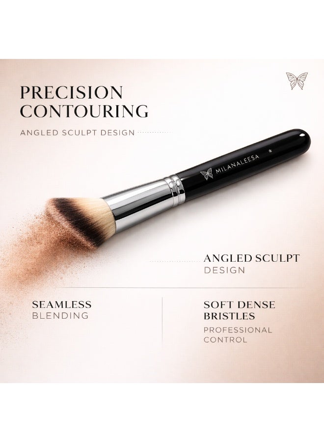 MILANALEESA Angled Contour Brush – Luxury Dense Soft Makeup Brush for Face Contour, Blush & Bronzer | Precision Sculpting Face Brush | Professional No Shedding - Image 4