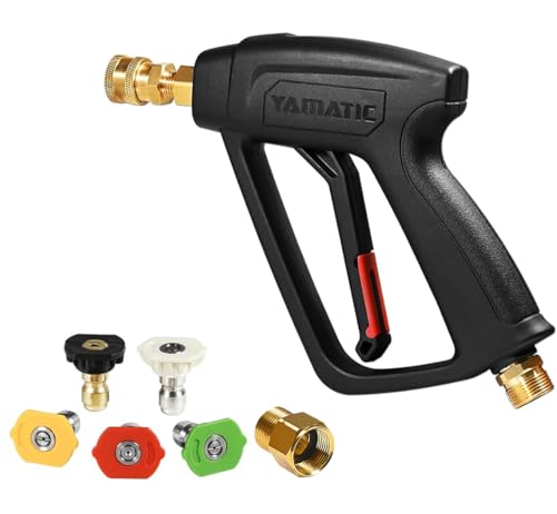 YAMATIC Pressure Washer Short Gun with 5 Spray Nozzles, M22-14mm & M22-15mm Fitting Replacement for Ryobi, Karcher, Greenworks, Craftsman, Troy bilt Power Washers Bilt, Honda and More, 4000 PSI - Image 1