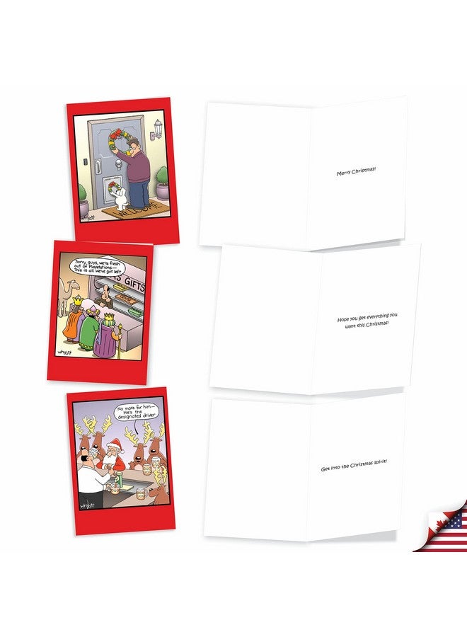 NobleWorks Variety Pack of 10 Christmas Greeting Cards with Envelopes, Adult Cartoon, Humor Holiday Assortment for Men and Women - Traces of Nuts A1250 - Image 3