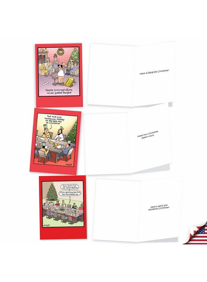 NobleWorks Variety Pack of 10 Christmas Greeting Cards with Envelopes, Adult Cartoon, Humor Holiday Assortment for Men and Women - Traces of Nuts A1250 - Image 5