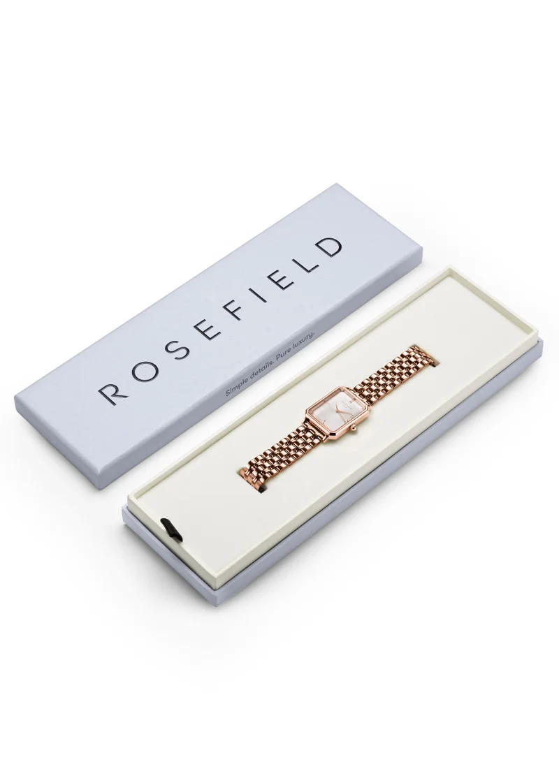 RoseField Rosefield The Octagon White Sunray Steel Rose Gold Women Watch - OCWSRG-O42