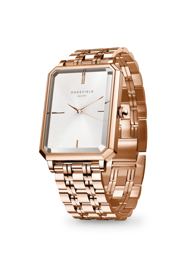 RoseField Rosefield The Octagon White Sunray Steel Rose Gold Women Watch - OCWSRG-O42
