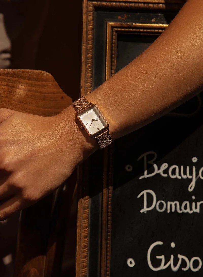 RoseField Rosefield The Octagon White Sunray Steel Rose Gold Women Watch - OCWSRG-O42