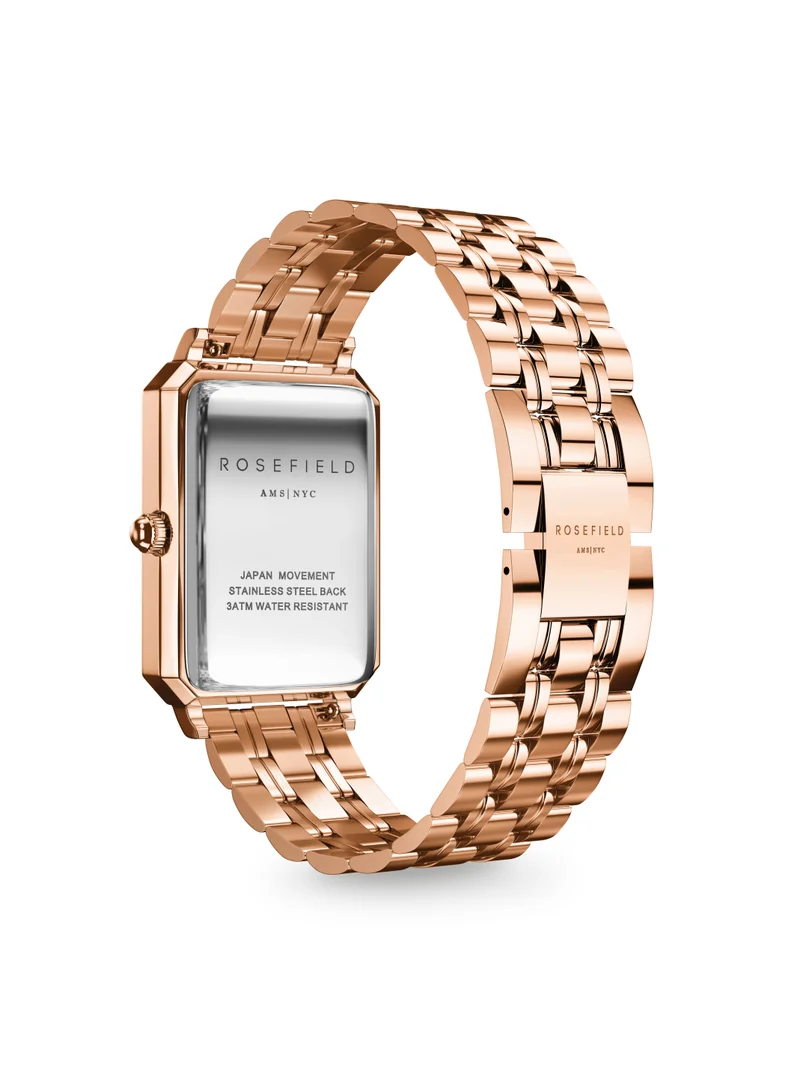 RoseField Rosefield The Octagon White Sunray Steel Rose Gold Women Watch - OCWSRG-O42