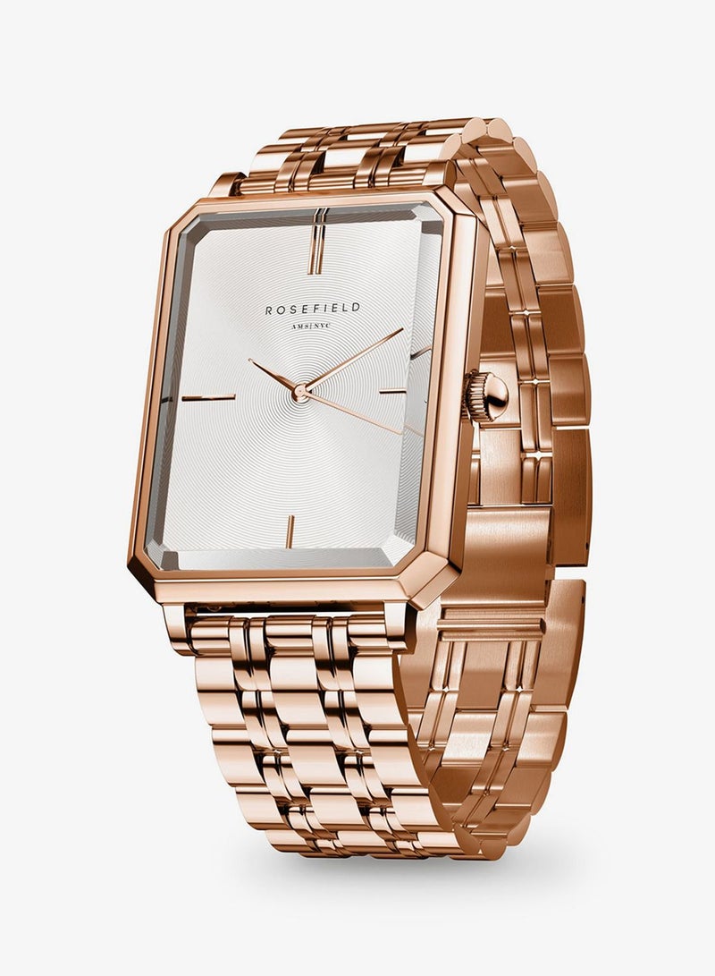 Rosefield The Octagon White Sunray Steel Rose Gold Women Watch - OCWSRG-O42 - Image 3