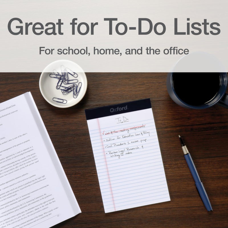 Oxford 5 x 8 Legal Pads, 12 Pack, Narrow Ruled, Perforated White Lined Paper, 50 Sheets Per Writing Pad, Small Notepads for Business, College & Office Use, Made in the USA (74019) - Image 4