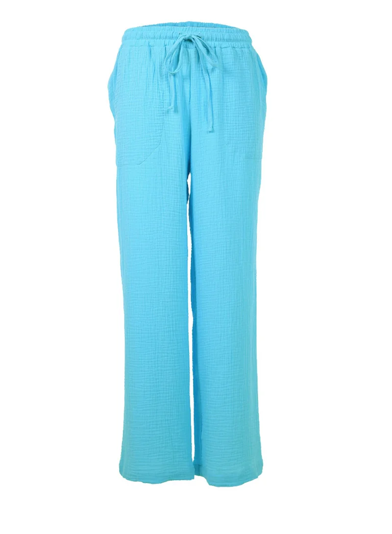 London Rag Bright Blue Drawstring Casual Lounge Wide Pants