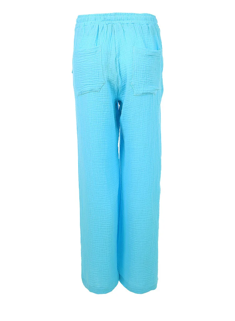 London Rag Bright Blue Drawstring Casual Lounge Wide Pants