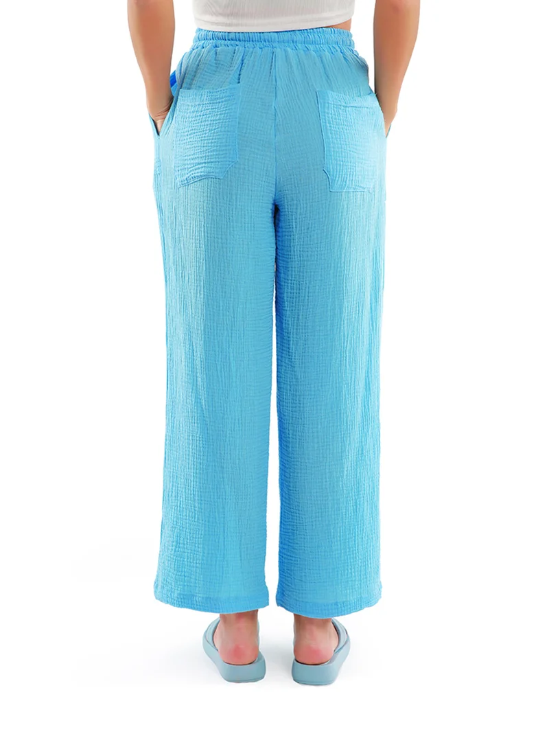 London Rag Bright Blue Drawstring Casual Lounge Wide Pants