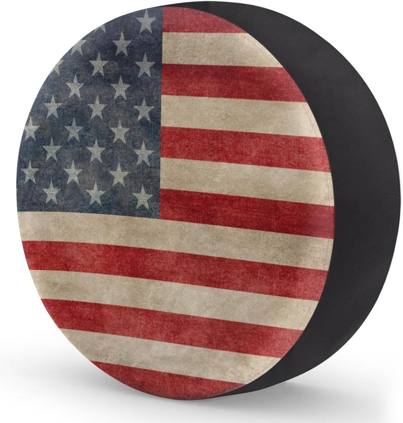 cfpolar Spare Tire Cover for RV Trailer,Vintage American Flag Waterproof Sun Leather Wheel Cover,Camper Spare Tire Covers Fit for Jeep Travel Trailer SUV Truck Accessories (15 in for Diameter 27” - 29”),F-6 - Image 2