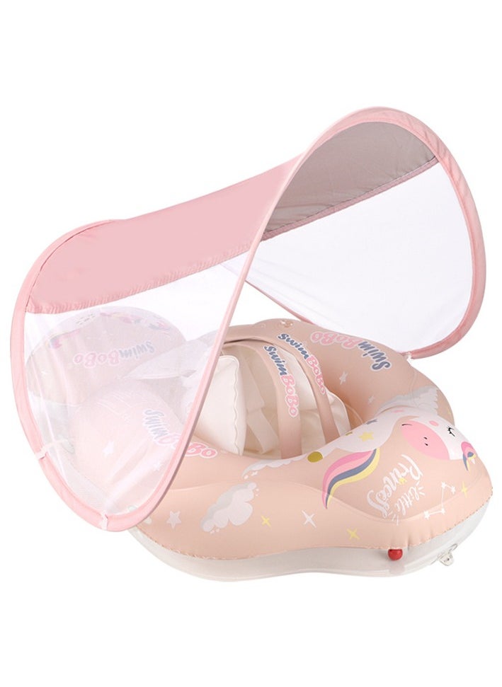Generic - Baby Pool Float, Toddler Pool Float with Canopy UPF50+ Sun Protection, Inflatable Infant Float Tail Add Floating Ball Avoid Overturning, Equipped Portable Hand-Held Air Pump - Image 1