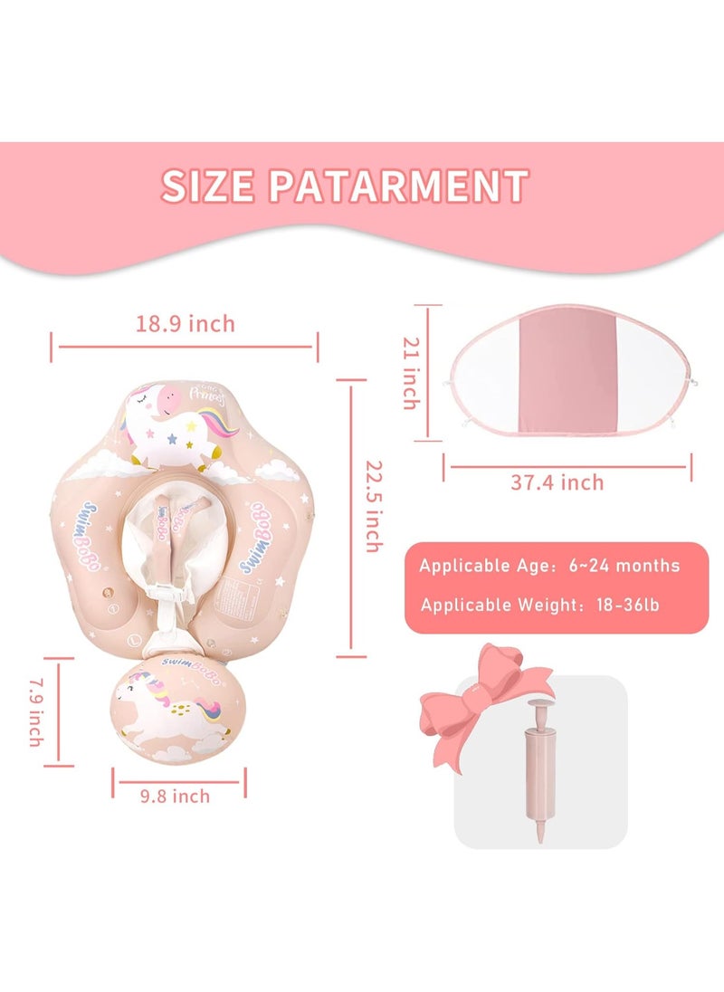 Generic - Baby Pool Float, Toddler Pool Float with Canopy UPF50+ Sun Protection, Inflatable Infant Float Tail Add Floating Ball Avoid Overturning, Equipped Portable Hand-Held Air Pump - Image 1