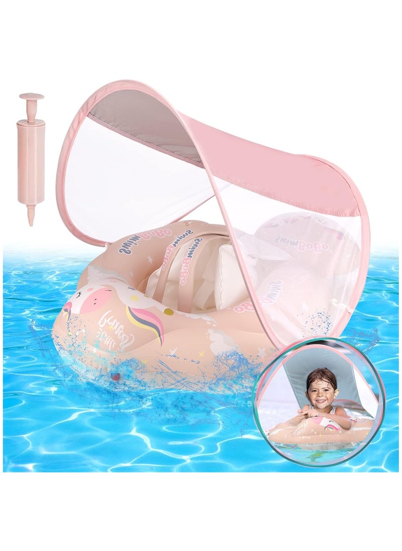 Generic - Baby Pool Float, Toddler Pool Float with Canopy UPF50+ Sun Protection, Inflatable Infant Float Tail Add Floating Ball Avoid Overturning, Equipped Portable Hand-Held Air Pump - Image 1