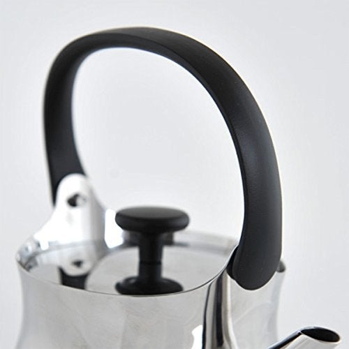 Alessi "Cha" Kettle/Teapot in 18/10 Stainless Steel Mirror Polished Handle And Knob in Thermoplastic Resin Magnetic Steel Bottom Suitable For induction Cooking, Silver - Image 2