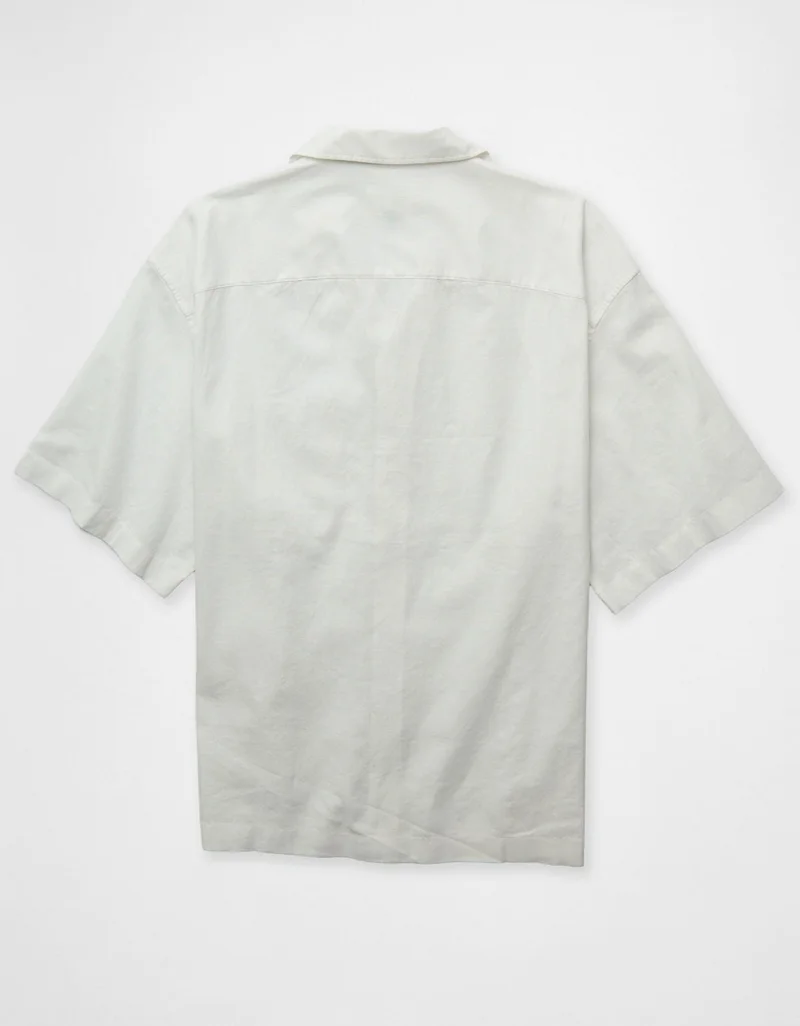American Eagle  AE Relaxed Fit Linen-Blend Camp Collar Shirt for Men | Best Price UAE