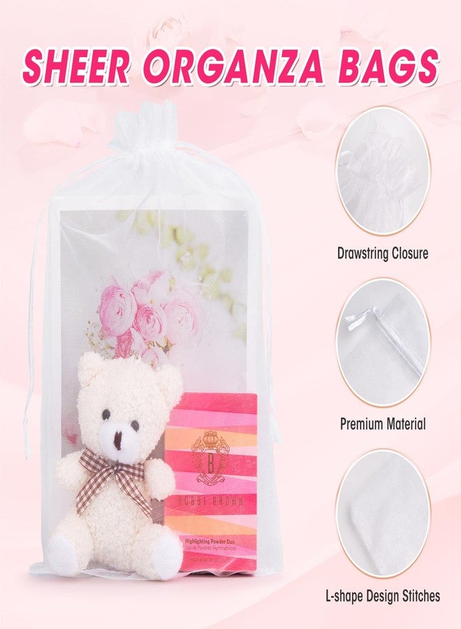 ANZNKU 50 Pack White Organza Bags 8x12 inch, Mesh Gift Bags Drawstring, Large Gift Pouches for Jewelry Candy Wedding Party Favor & Easter Gifts - Image 3