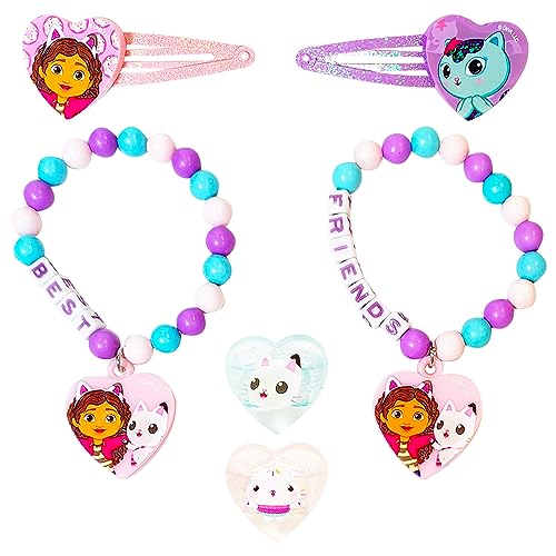 LUV HER Gabby's Dollhouse Girls BFF 6 Piece Toy Jewelry Box Set with 2 Rings, 2 Bead Bracelets and Snap Hair Clips Ages 3+ - Image 1