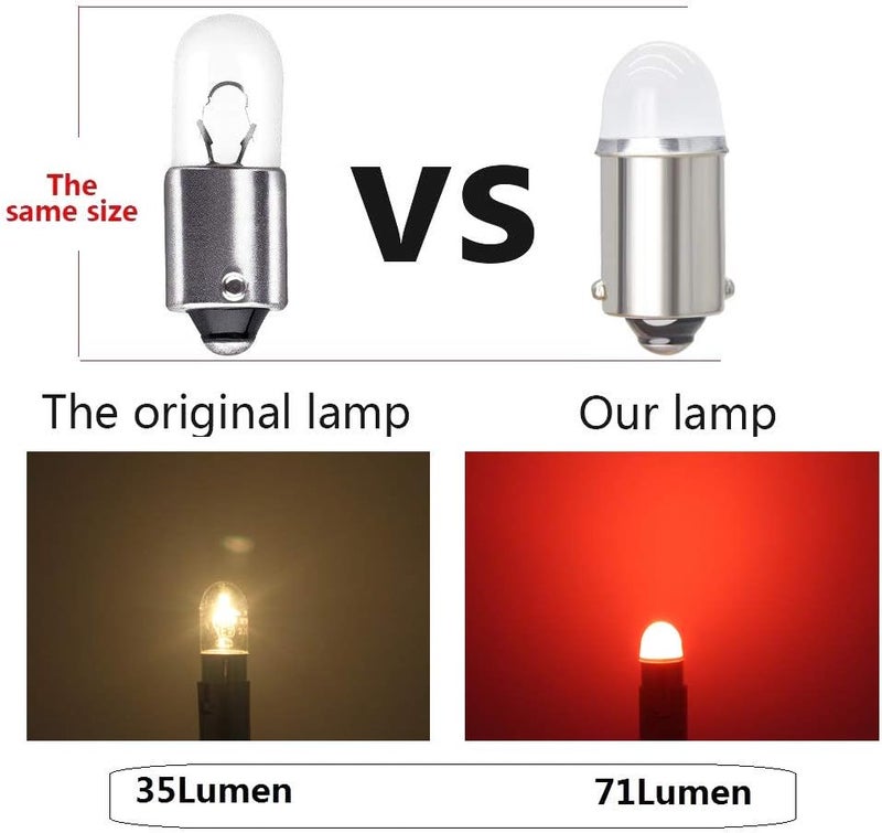 Yoper BA9S 53 57 1895 64111 LED Light Bulb for Car 12V Red - Image 4