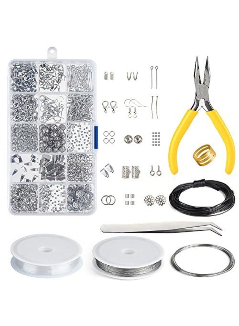 Barakah طقم صنع المجوهرات مع مستلزمات المجوهرات، أدوات الخرز والإصلاح، مجموعة البداية الكاملة لصنع المجوهرات، لصنع الأساور، والقلائد، والأقراط، والإكسسوارات للمبتدئين والهواة - Image 1