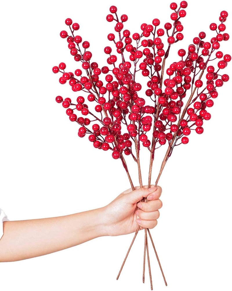Lvydec 4 Pack Artificial Red Berry Stems - 20 Inch Christmas Holly Berry Branches for Holiday Home Decor and Crafts - Image 1