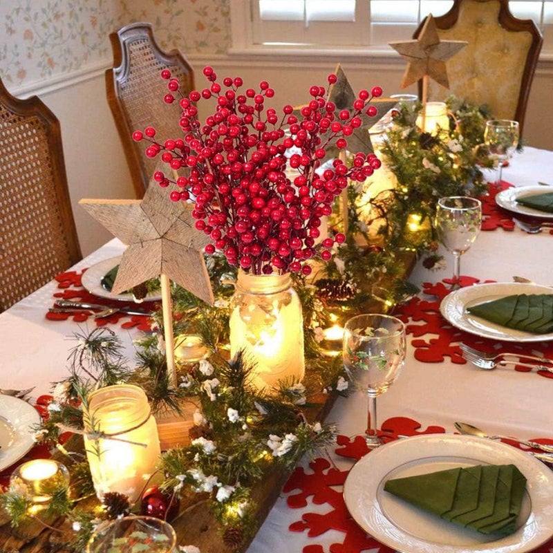 Lvydec 4 Pack Artificial Red Berry Stems - 20 Inch Christmas Holly Berry Branches for Holiday Home Decor and Crafts - Image 2
