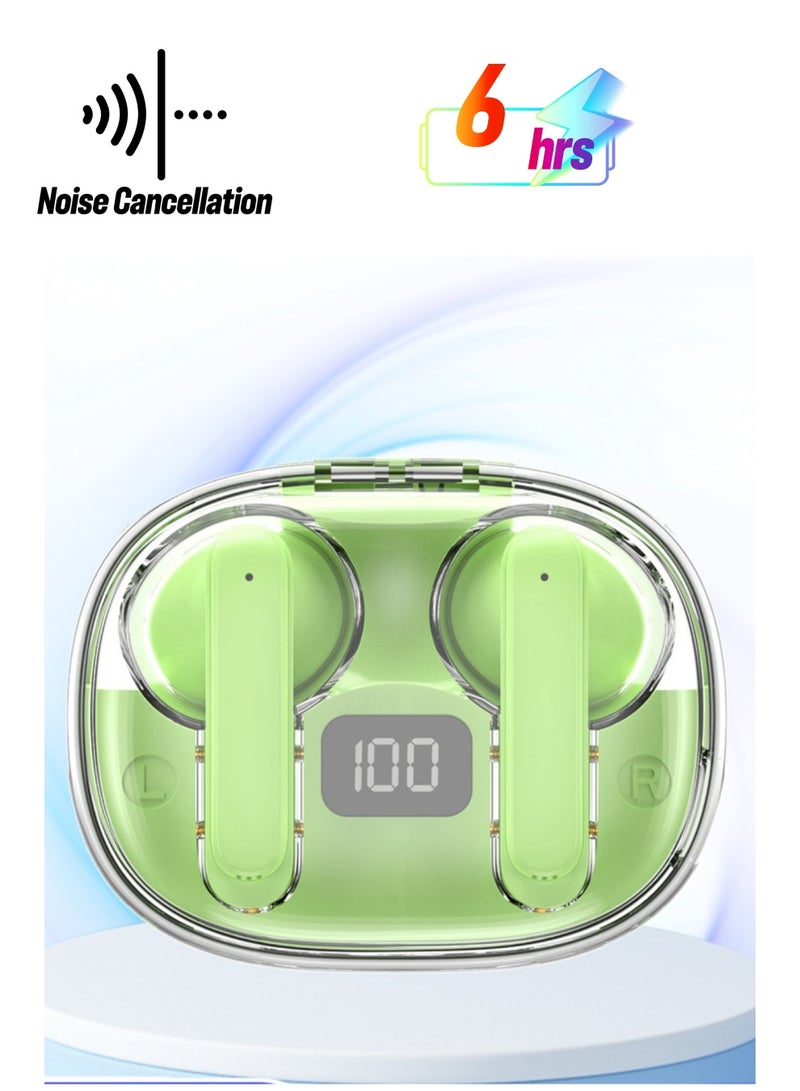 Awei T86, ENC noise canceling earbuds, HiFi stereo headphones, digital display charging case, long battery life, IPX6 waterproof. Green - Image 1
