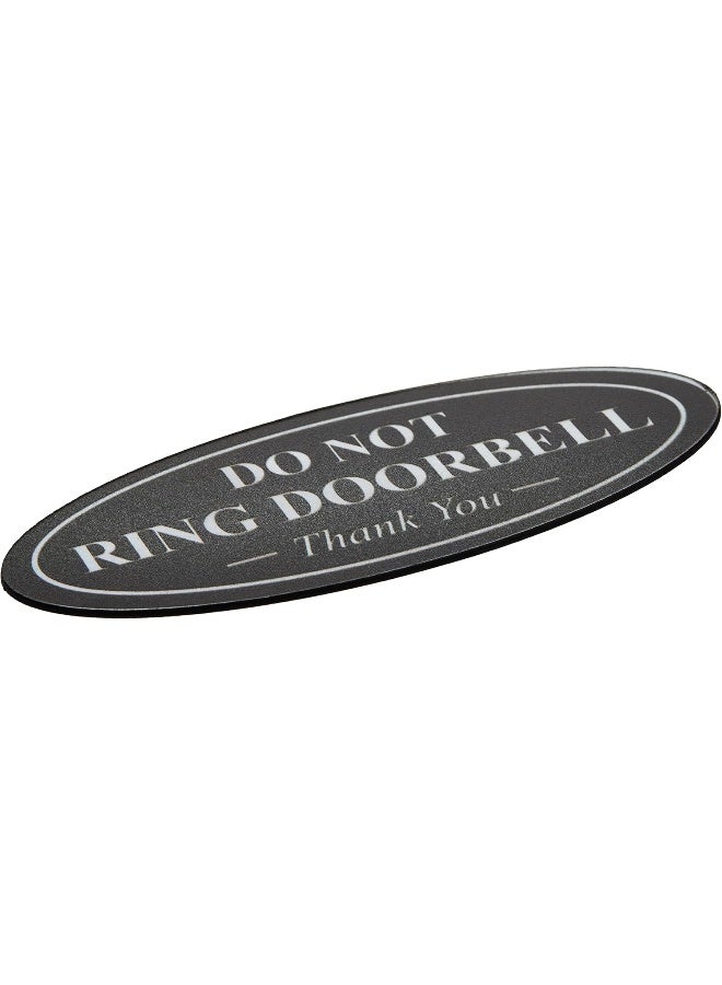 ARS ''DO NOT Ring DOORBELL Thank You Sign'' - Black/White Small Dimensions: 2"H X 5" W - Image 2
